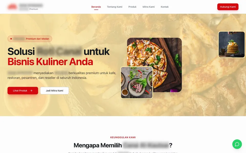Tampilan Landing Page Produsen Roti Canai