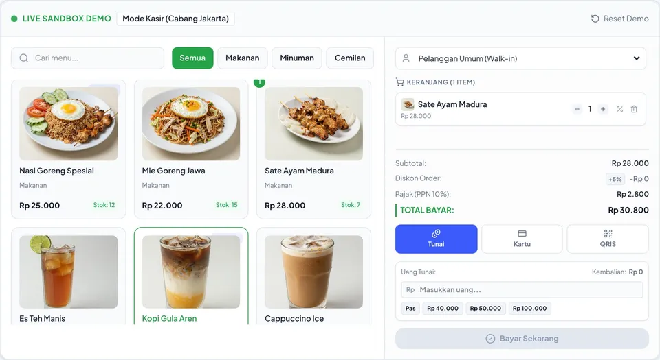 Tampilan kasir Lapak POS